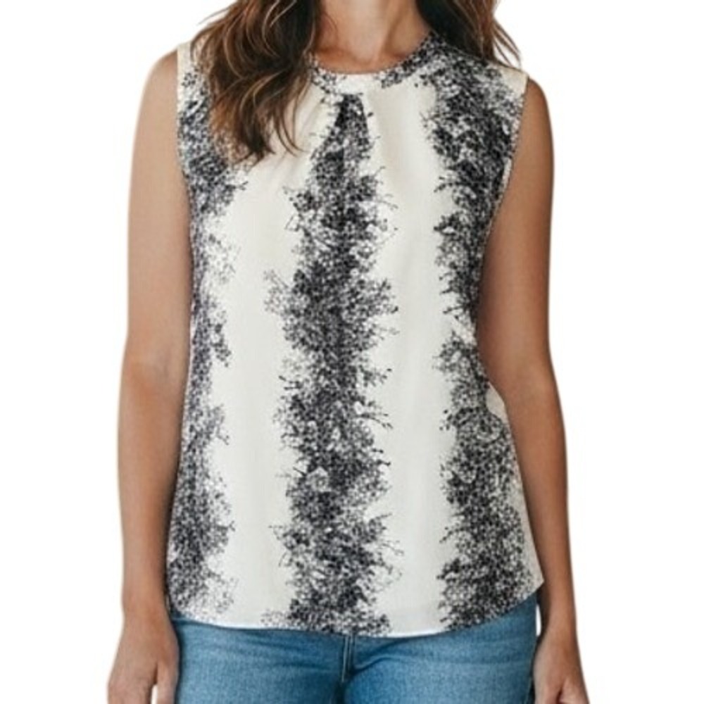 DANIEL RAINN Women's Large Sleeveless‎ Open back Blouse Black Floral Print Party